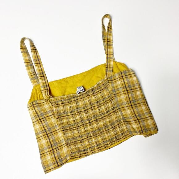 American Eagle Yellow Plaid Fall Women Crop Top XL - Picture 7 of 8